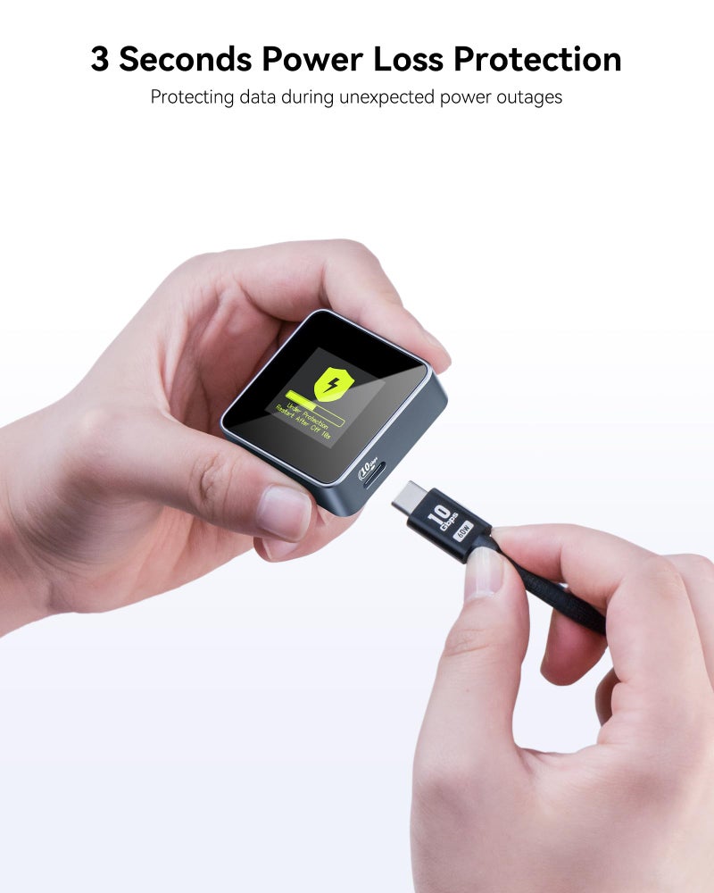 DockCase Pocket M.2 2230 NVMe SSD Enclosure,Support 3s PLP Prevents Write Data Loss,USB 3.2 Gen 2 Type-C (10 Gbps), fits NVMe PCIe, Exclusive to Size 2230,Support M-Key B+M Key UASP (Grey) - Image 3