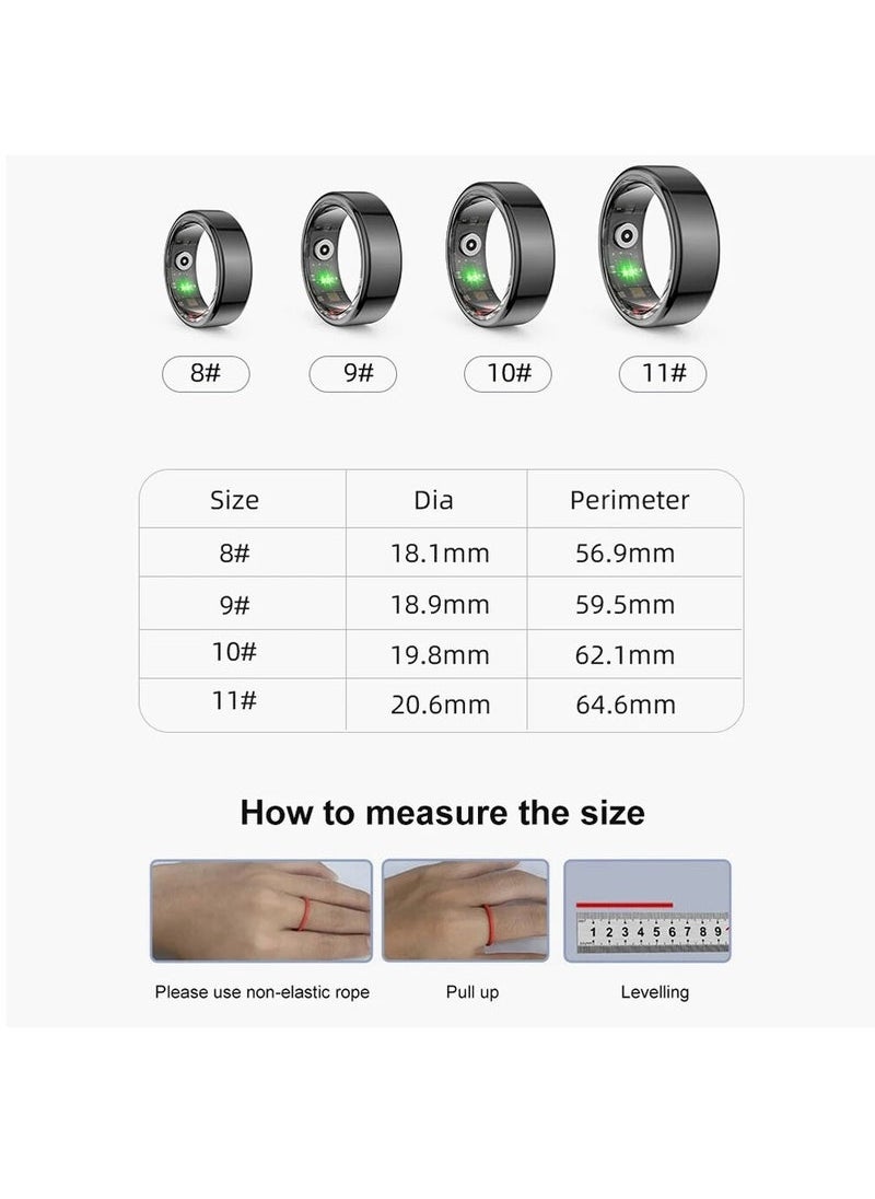 Generic R02 Smart Ring Titanium Steel Shell Health Monitoring IP68 & 3ATM Waterproof Multi-sport Modes (Deep Grey, 19.8mm)  - Image 5