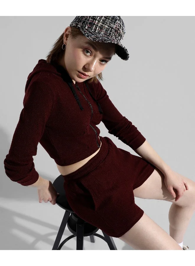 Pinacolada  Women's Solid Maroon Regular Fit Co-Ords Set for Women | Best Price UAE