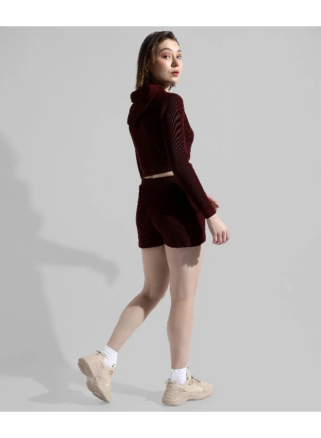 Pinacolada  Women's Solid Maroon Regular Fit Co-Ords Set for Women | Best Price UAE