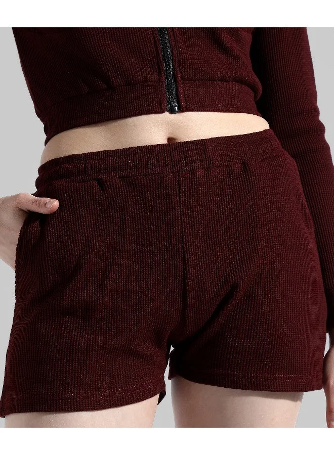 Pinacolada  Women's Solid Maroon Regular Fit Co-Ords Set for Women | Best Price UAE