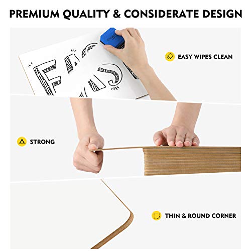 Magicfly ألواح بيضاء صغيرة من ماجيك فلاي، مجموعة من 26 لوح، ألواح بيضاء مصغرة 9x12 بوصة، ألواح بيضاء مزدوجة الجوانب للطلاب والمعلمين لوازم المدرسة مع 32 قلم و26 ممحاة - Image 4