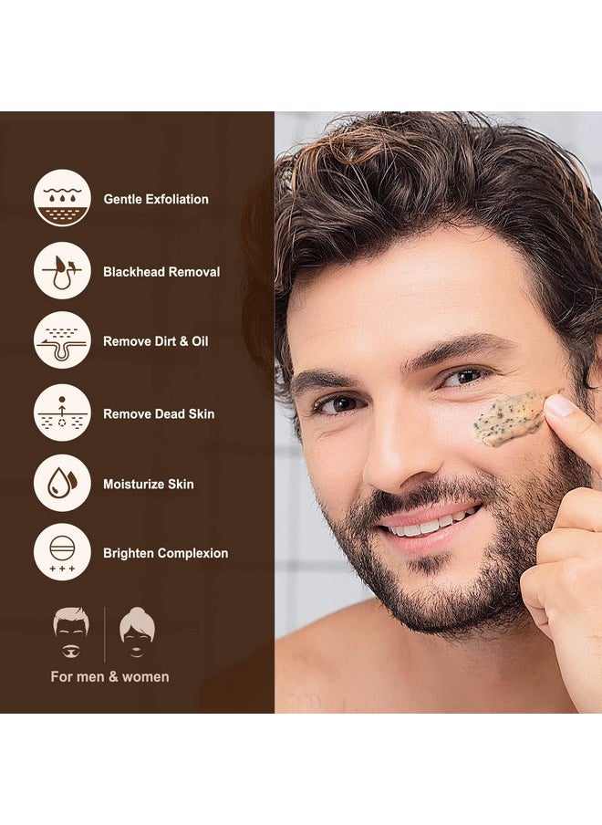 JVR Face Scrub For Men Facial Scrub For Deep Exfoliating Cleansing Removing Blackheads Ingrown Hairs Preshave Soften Organic Formulated With Coffee Extract Aha And Bha Face Exfoliator (4.23 Oz)  - Image 2