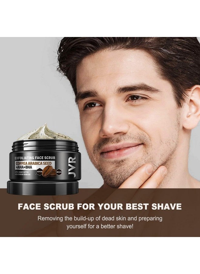 JVR Face Scrub For Men Facial Scrub For Deep Exfoliating Cleansing Removing Blackheads Ingrown Hairs Preshave Soften Organic Formulated With Coffee Extract Aha And Bha Face Exfoliator (4.23 Oz)  - Image 4