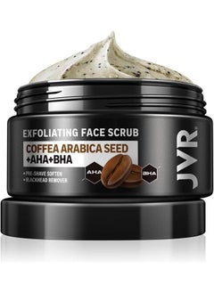 Face Scrub For Men Facial Scrub For Deep Exfoliating Cleansing Removing Blackheads Ingrown Hairs Preshave Soften Organic Formulated With Coffee Extract Aha And Bha Face Exfoliator (4.23 Oz)