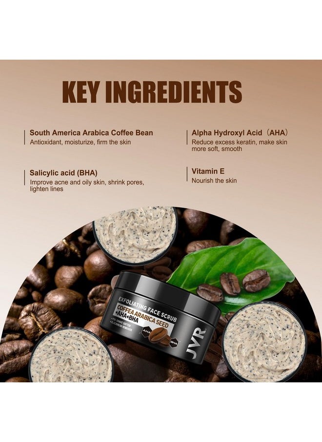 JVR Face Scrub For Men Facial Scrub For Deep Exfoliating Cleansing Removing Blackheads Ingrown Hairs Preshave Soften Organic Formulated With Coffee Extract Aha And Bha Face Exfoliator (4.23 Oz)  - Image 5