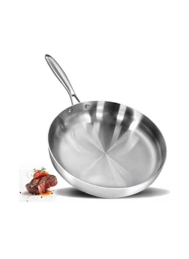 Three-layer stainless steel frying pan, chef's pan, oven safe, induction cooktop, kitchen utensils, - Image 1
