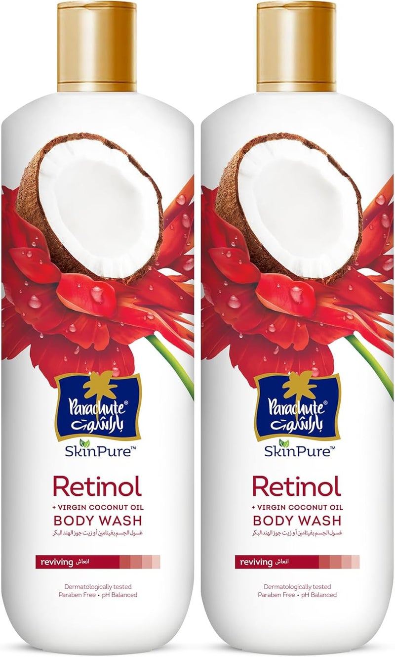 Parachute Skin Pure Body Wash Retinol 400ml Twin Pack - Reviving Formula with Virgin Coconut Oil - Image 1
