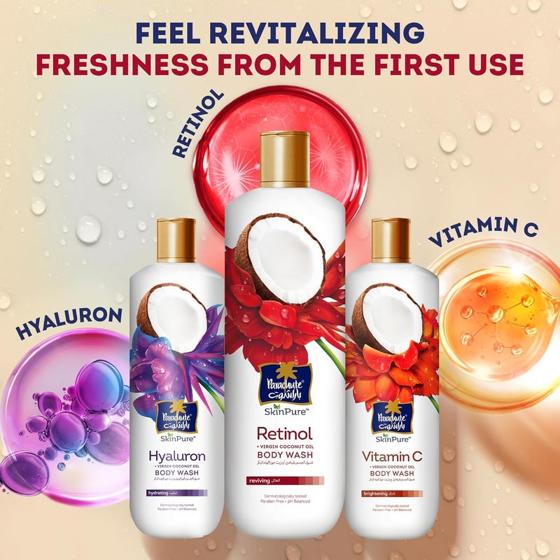 Parachute Skin Pure Body Wash Retinol 400ml Twin Pack - Reviving Formula with Virgin Coconut Oil - Image 5