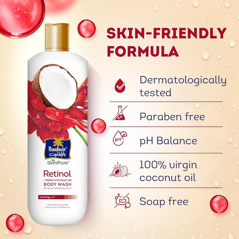 Parachute Skin Pure Body Wash Retinol 400ml Twin Pack - Reviving Formula with Virgin Coconut Oil - Image 4