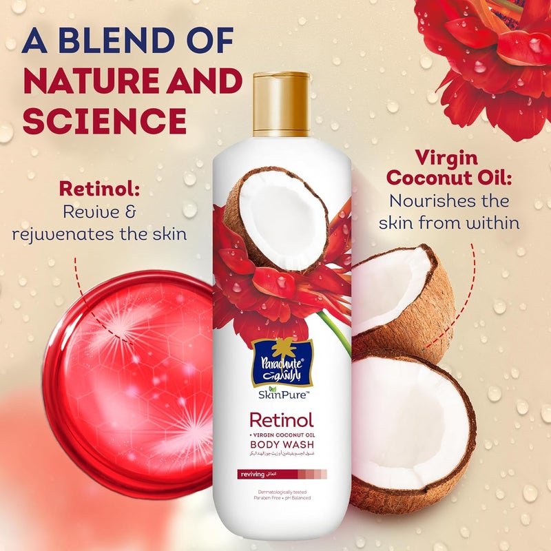 Parachute Skin Pure Body Wash Retinol 400ml Twin Pack - Reviving Formula with Virgin Coconut Oil - Image 2