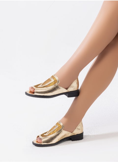 Ballerina Flat With Open Front Elegant GZ-50 Gold