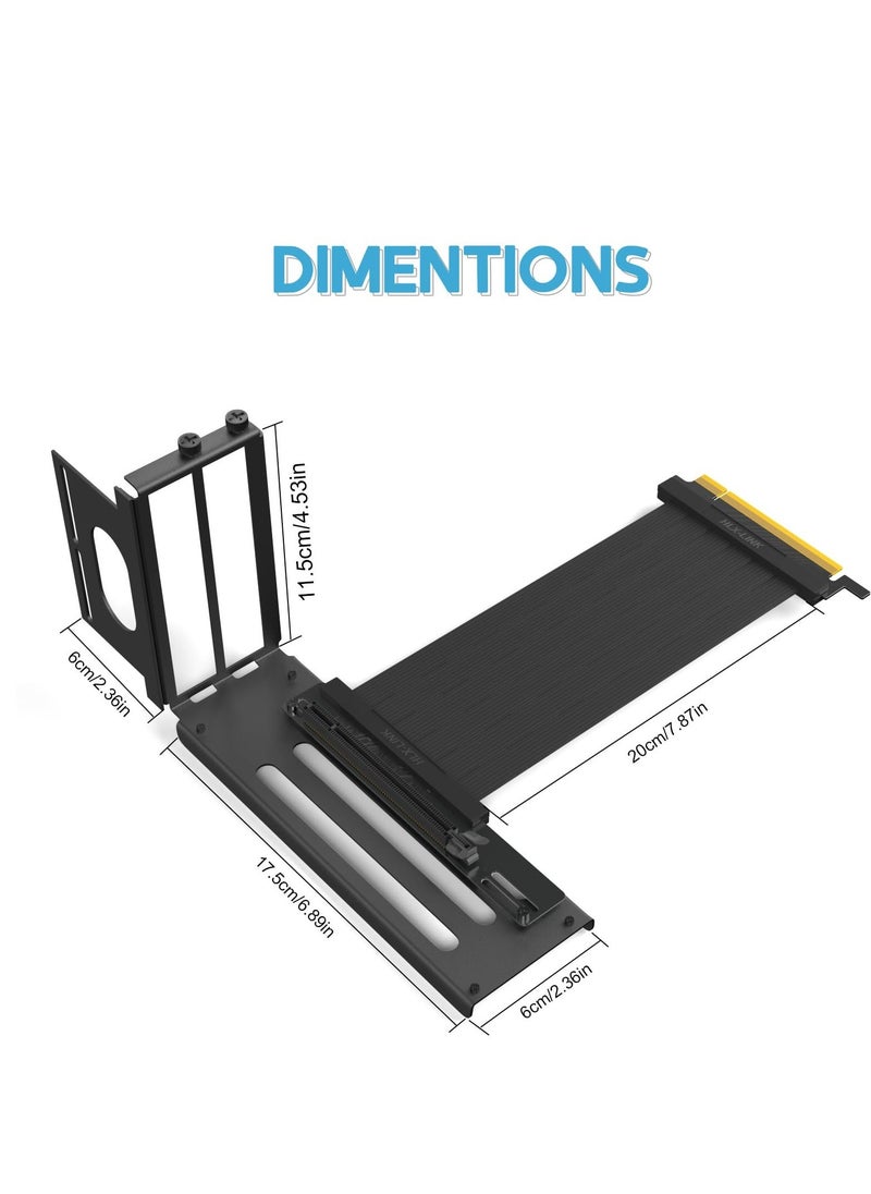 Generic Vertical GPU Mounting Bracket Graphics Card Holder Kit, GPU Mount with PCIE Riser Cable 90 Degree Right Angle 20cm  PCIE 3.0 Black  - Image 3