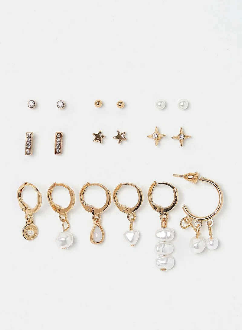 Styli Set of 9 - Faux Pearl Stud and Drop Earrings