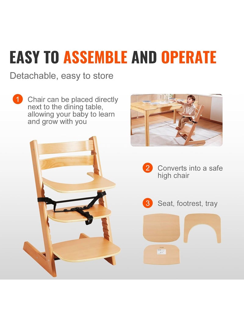 GT-Wheel Baby High Chair Wooden Dining Adjustable Toddler Seat Chair For kids and Adults(Pink) - Image 2