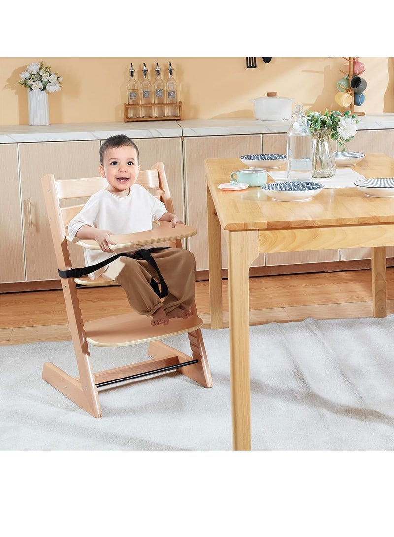 GT-Wheel Baby High Chair Wooden Dining Adjustable Toddler Seat Chair For kids and Adults(Pink) - Image 3