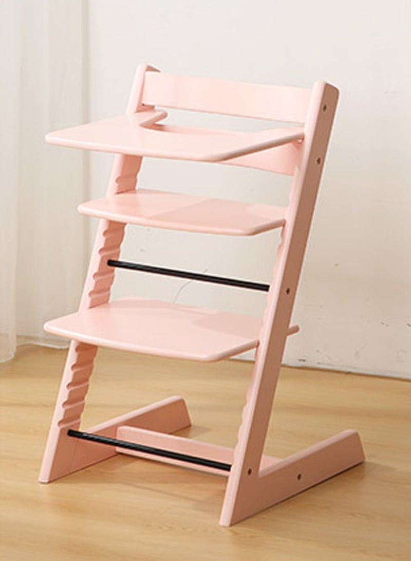 GT-Wheel Baby High Chair Wooden Dining Adjustable Toddler Seat Chair For kids and Adults(Pink) - Image 1