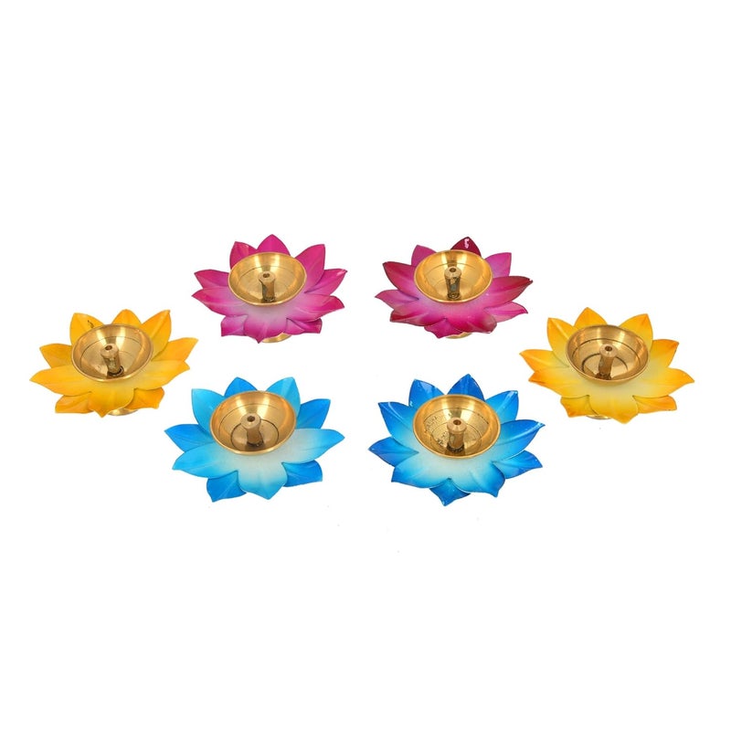 Craftam CRAFTAM Lotus Brass and Iron Diyas Oil Lamp for Puja Home Decoration Diwali Gifts 3 Inch Set of 6 - Image 2