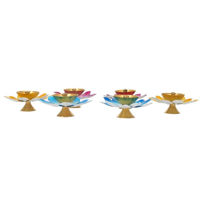 Craftam CRAFTAM Lotus Brass and Iron Diyas Oil Lamp for Puja Home Decoration Diwali Gifts 3 Inch Set of 6 - Image 3