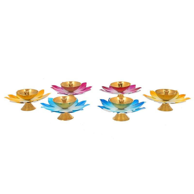 Craftam CRAFTAM Lotus Brass and Iron Diyas Oil Lamp for Puja Home Decoration Diwali Gifts 3 Inch Set of 6 - Image 4