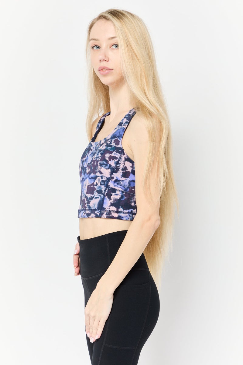 SKECHERS Women Allover Print Padded Sports Bra, Multicolor - Image 3