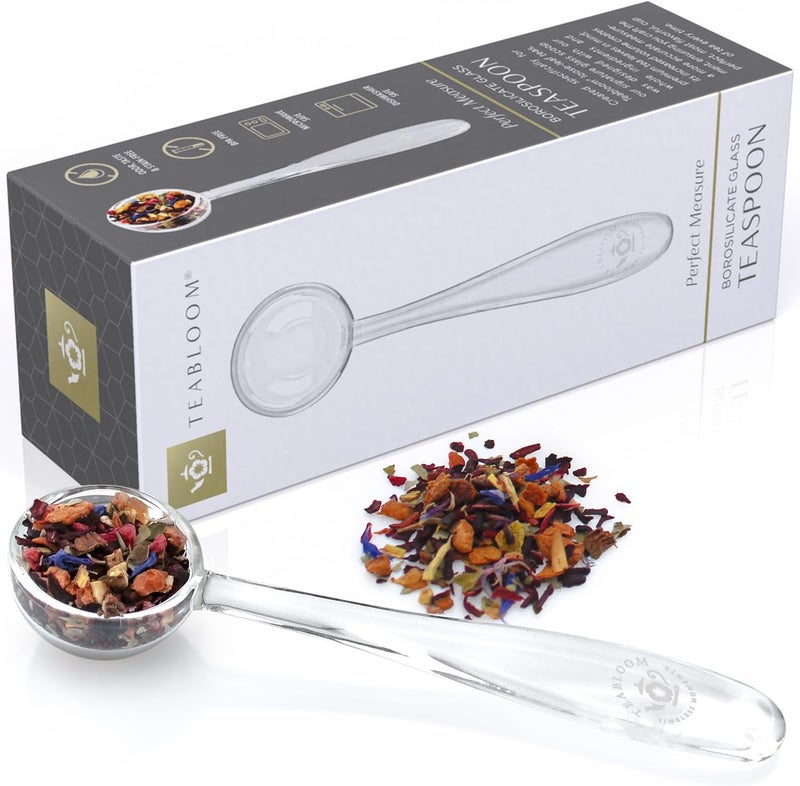 Teabloom Perfect Measure Loose Leaf Tea Spoon – Lead-Free Heatproof Borosilicate Glass Tea Scoop – Tea Purist's Choice - Image 1