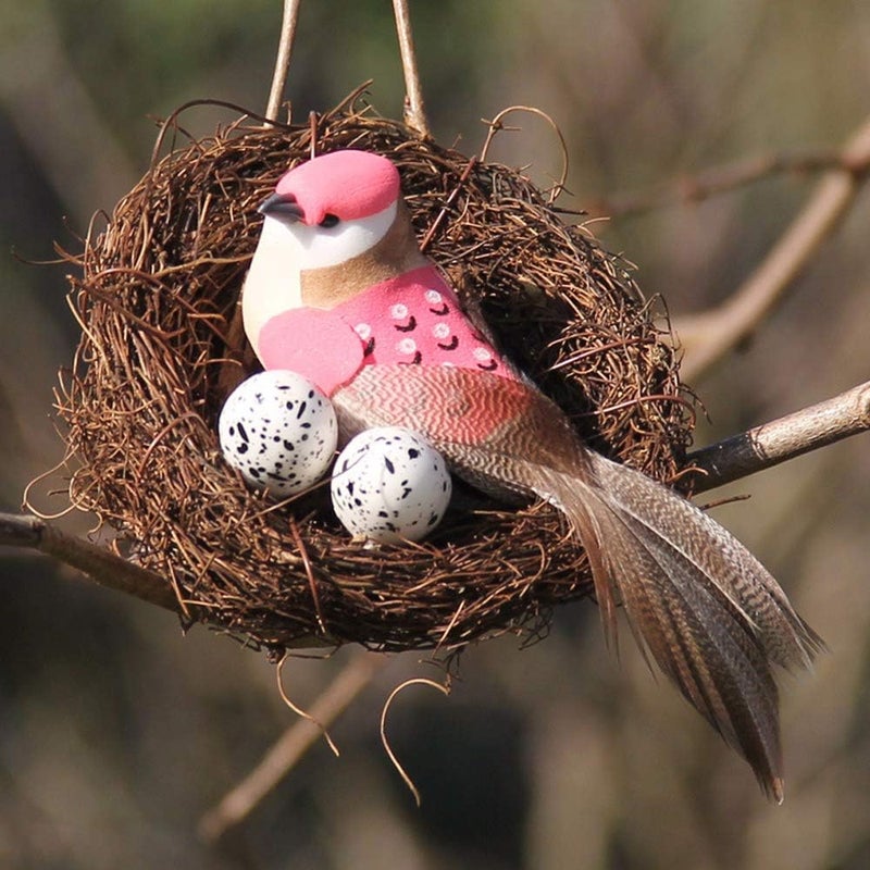 Asikkon Rattan Bird's Nest Easter Rattan Nest for Garden Yard Home Party Wedding Easter Decor(5.9Inch) - Image 4