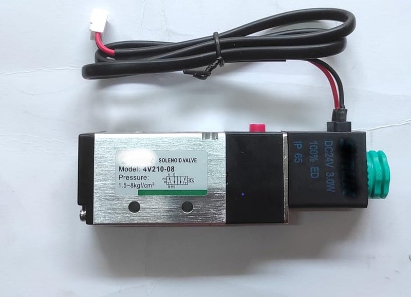 CRAFTSFY DC 24V Solenoid Air Valve 5 Port 2 Position 4V210 08 Single Solenoid Valve Body 14inch Thread 18inch Air Pneumatic air Valve 2 Position 5 Way Pneumatic air Control Solenoid Valve with cable1 PC - Image 1