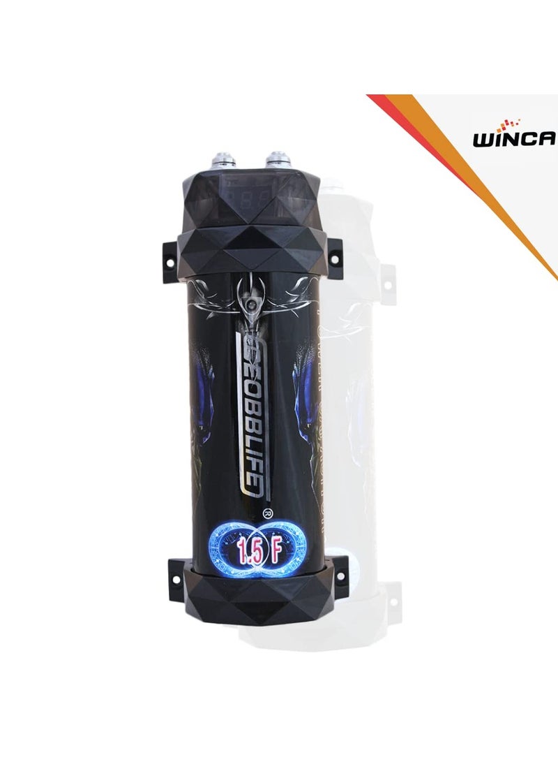 WINCA Car Audio Capacitor Fit for Systems Up to 2000W, 1.5 Farad Aluminum Alloy + ABS Car Audio Electric Power Capacitor Amplifier Voltage 10‑16V DC - Image 2