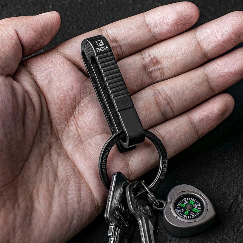 FEGVE Belt loop keychain, Titanium belt clip Key Holder with titanium key ring, Gifts for Men Women - Image 4