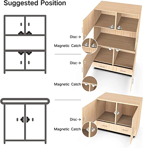 Sunivaca 4 Pack Cabinet Magnets, Neodymium Magnetic Cabinet Door Catch - Silver - Image 5