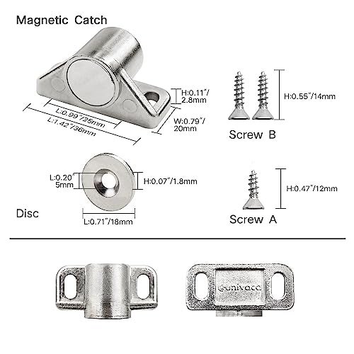 Sunivaca 4 Pack Cabinet Magnets, Neodymium Magnetic Cabinet Door Catch - Silver - Image 3