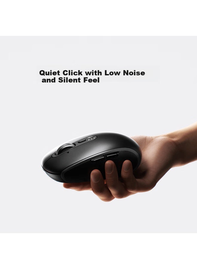 Ausdom M06pro Wireless Mouse Four-directional Electromagnetic Scroll Silent Star Flash Wired Bluetooth Tri-mode Connection Laptop Business Office Portable Mouse Graphite Black Anywhere - Image 4