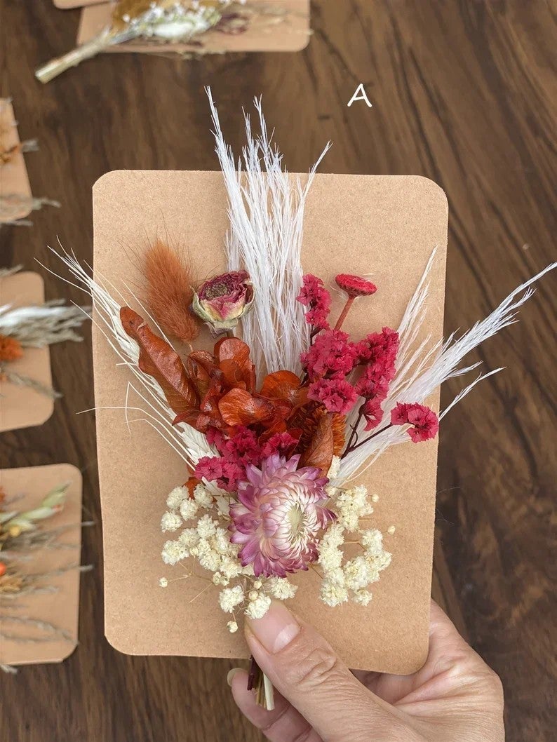 Bluejw Handmade Natural Real Mini Dried Flowers Bouquet on Resin Cards – Dried Plants Decorative Accessories for Gifts, Wedding Favors, and Home Décor - Image 2