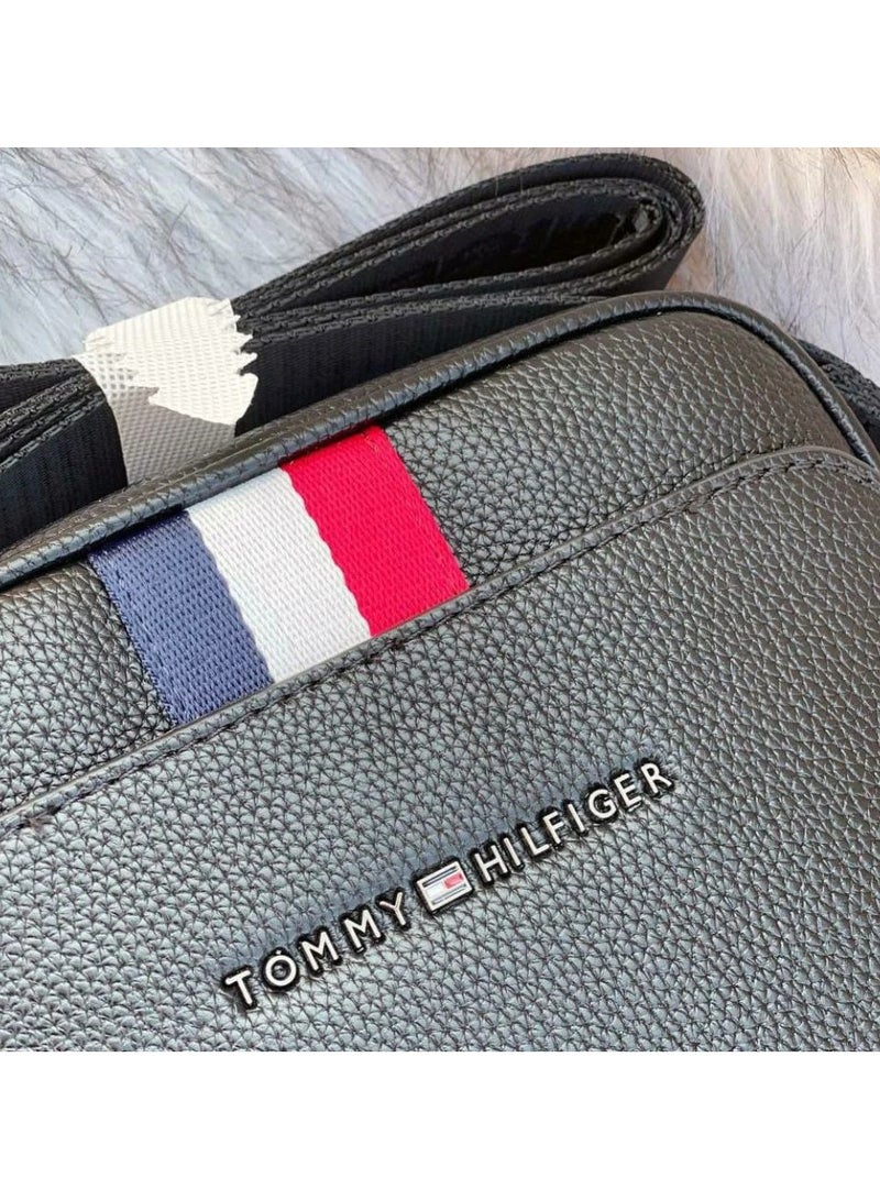 Tommy Hilfiger Plus Black Leather Tommy Hilfiger Crossbody Messenger Men Bag  - Image 2