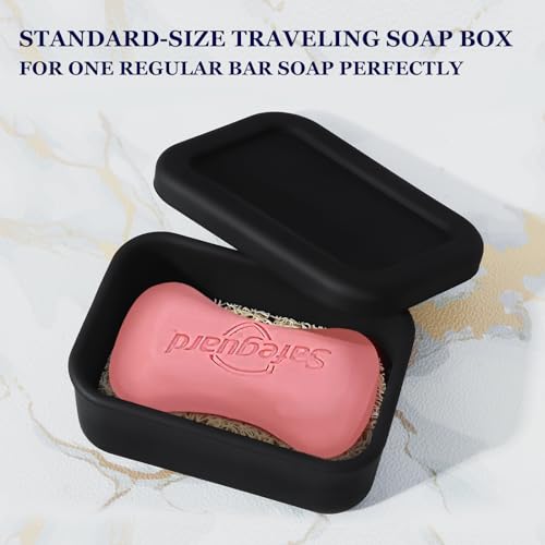 HighHerz Leak Proof Silicone Travel Soap Case with Draining Layer, Travel Size Toiletry, Portable Soap Container for One Regular Bar Soap Perfectly, Shatter-Proof Soap Holder for Bathroom, Gym (Black) - Image 3