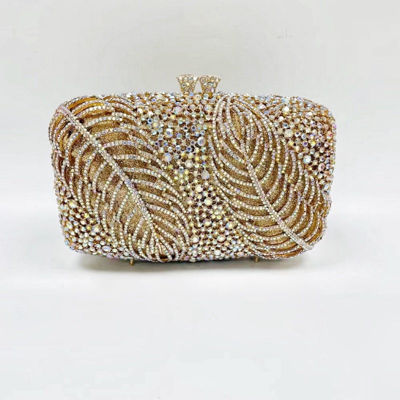 Carefully Selected Two-Piece Tree Leaves And Diamond Dinner Bag Banquet Rhinestone Clutch Dress Women'S Bag Clutch Purse - Image 4