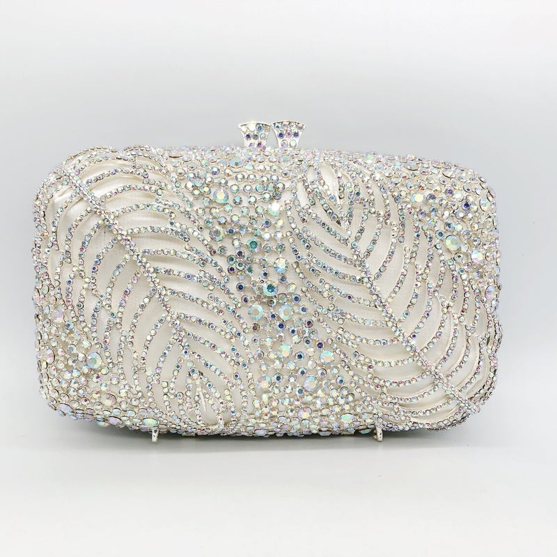 Carefully Selected Two-Piece Tree Leaves And Diamond Dinner Bag Banquet Rhinestone Clutch Dress Women'S Bag Clutch Purse - Image 2