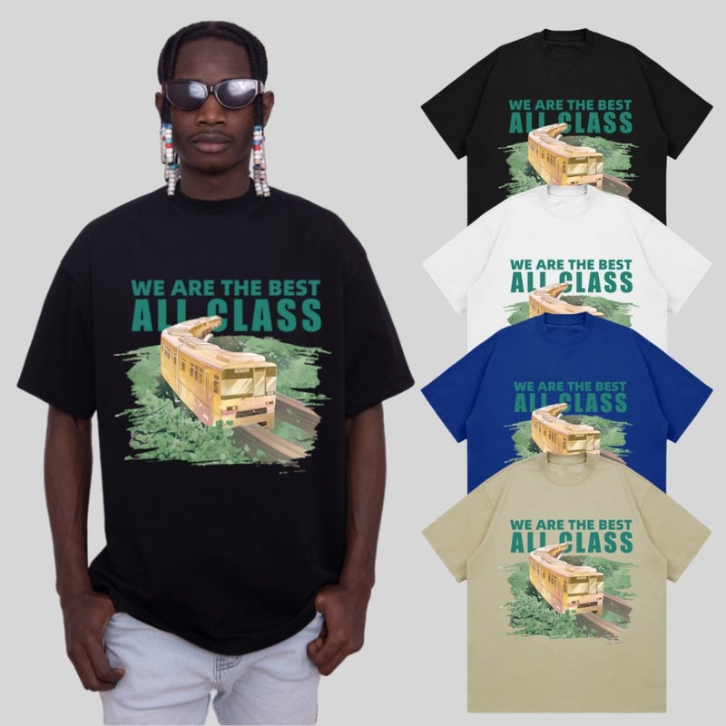 American Style Ins Retro Street Style Letter Train Short-Sleeved T-Shirt Men'S Oversize Mid-Length Top - Image 2