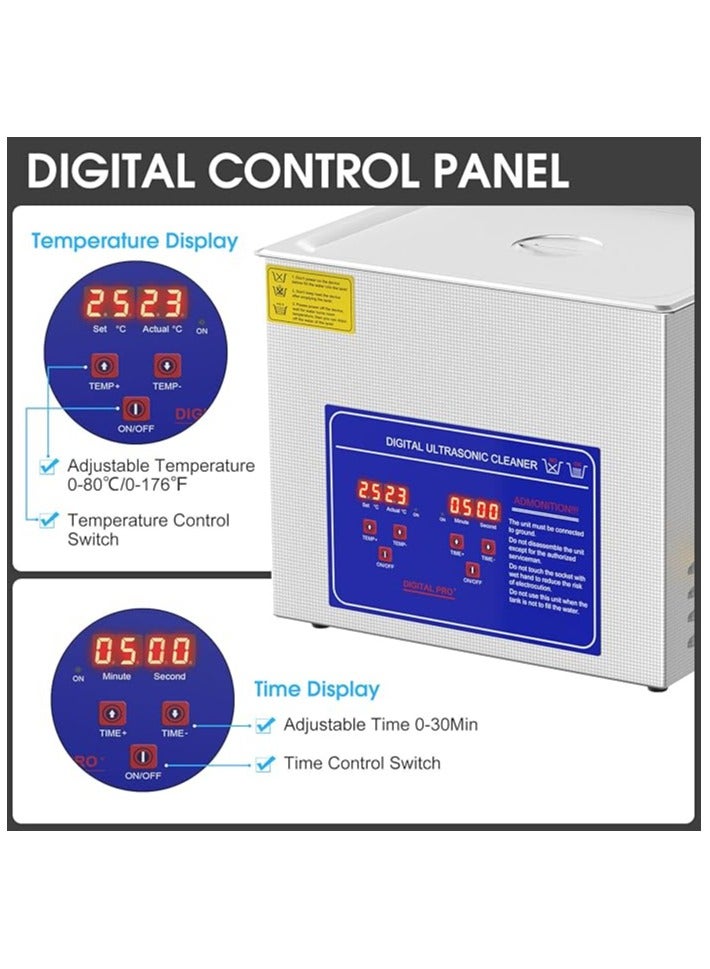 10L Professional Ultrasonic Cleaner Machine, 40kHz Digital Jewellery Ultrasonic Cleaner 304 Stainless Steel with Timer and Heater - Image 3
