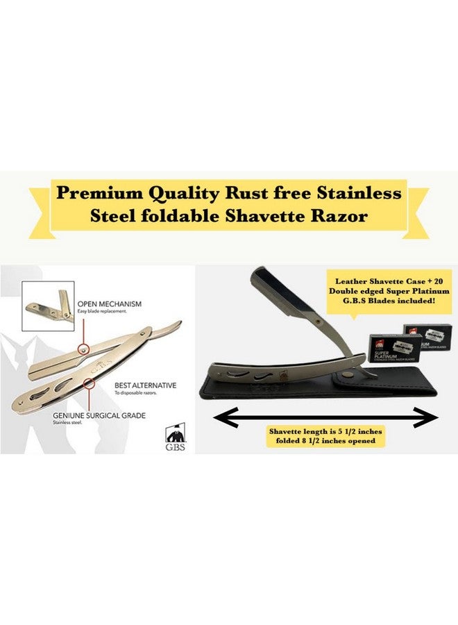G.B.S Shavette Straight Razor Shaving Kit - Vintage Wet Shave Grooming Set For Men Includes: Shavette Edge Razor, Shaving Brush, Toiletry Bag, Shave Soap, Bowl, Double Edge Razor Blade Refills - Image 2