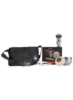 G.B.S Shavette Straight Razor Shaving Kit - Vintage Wet Shave Grooming Set For Men Includes: Shavette Edge Razor, Shaving Brush, Toiletry Bag, Shave Soap, Bowl, Double Edge Razor Blade Refills  - Image 1