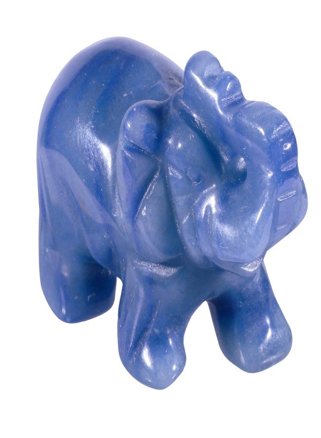 mookaitedecor Blue Aventurine Crystal Elephant Statue Carved Sculpture Pocket Stone Figurines Decor Crafts 1.5 Inch - Image 1