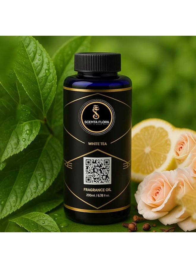 سينتا فلورا زيت عطري للشاي الأبيض للناشرات ٢٠٠ مل | مزيج منعش من الحمضيات والزهور مع الليمون الأبيض والشاي والمسك | علاج عطري للاستخدام المنزلي والمكتبي والتجاري | رائحة مهدئة ومنعشة - Image 1