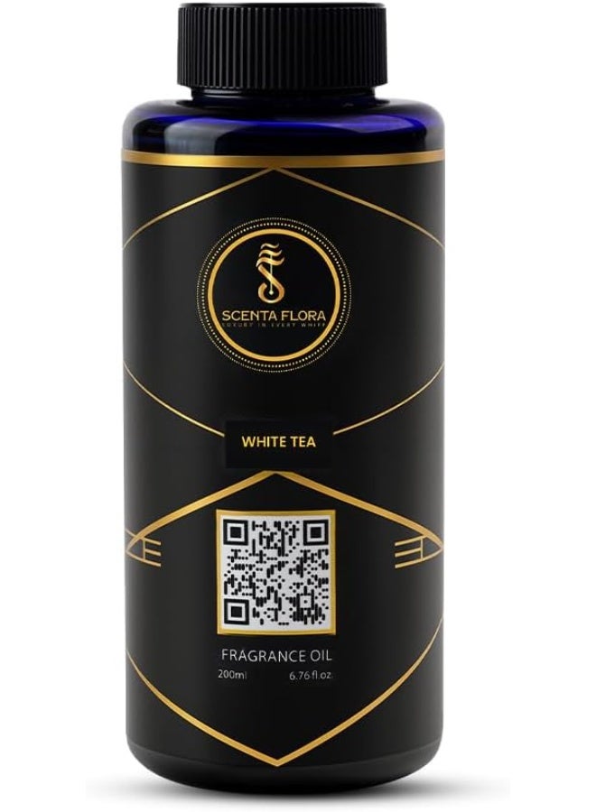 SCENTA FLORA White Tea Fragrance Oil for Diffusers 200ml | Fresh Citrus & Floral Blend with White Lemon, Tea & Musk | Aromatherapy for Home, Office & Commercial Use | Calming & Refreshing Scent - Image 1