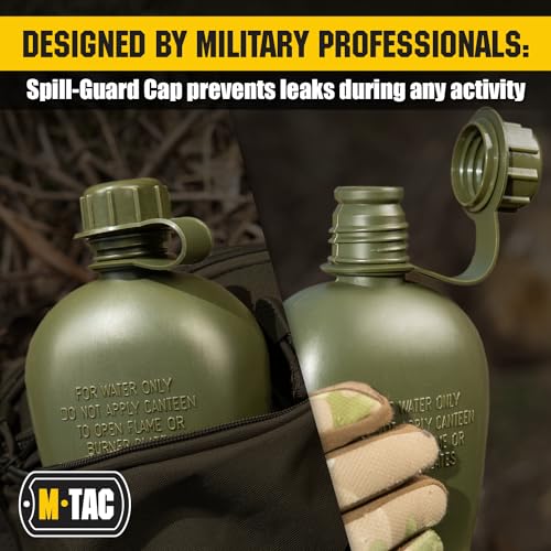M-Tac Canteen Water Bottle - 1 Quart Water Canteen (34 Oz/1L) - Tactical Water Bottle for Military Hiking Camping Survival (Olive) - Image 3