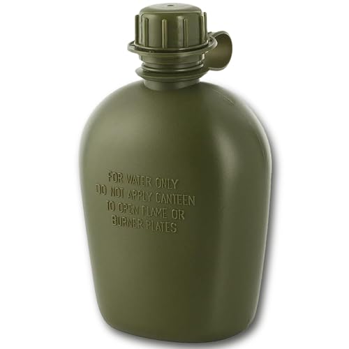 M-Tac Canteen Water Bottle - 1 Quart Water Canteen (34 Oz/1L) - Tactical Water Bottle for Military Hiking Camping Survival (Olive) - Image 1