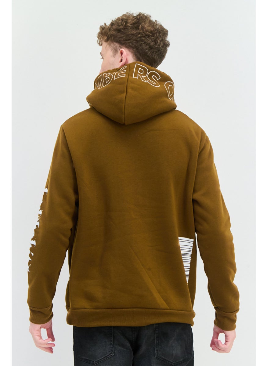 MEMBERS ONLY - Men Hooded Embraided Long Sleeves Sweatshirt, Brown - Image 1