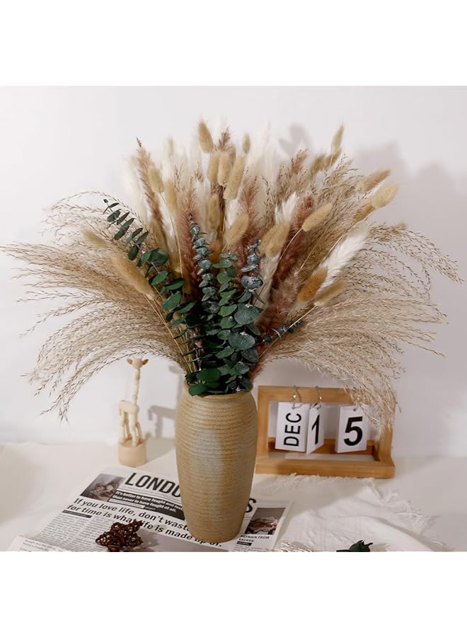 erorex 90Pcs Dried Pampas Grass Baby Pampas Grass Reed Grass Reed Grass Reed Grass Rabbit Tails Eucalyptus Home Decor Bouquet Dried Flowers For Wedding Decor - Image 1