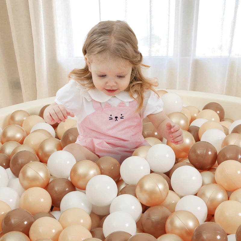 TRENDPLAY Plastic Balls for Ball Pits - Pack of 100 Hollow Balls- Safe and Exciting Playtime - Perfect for Toddler Baby Pools,Party,Festival Decoration, Pearl Brown+Brown+Khaki - Image 5